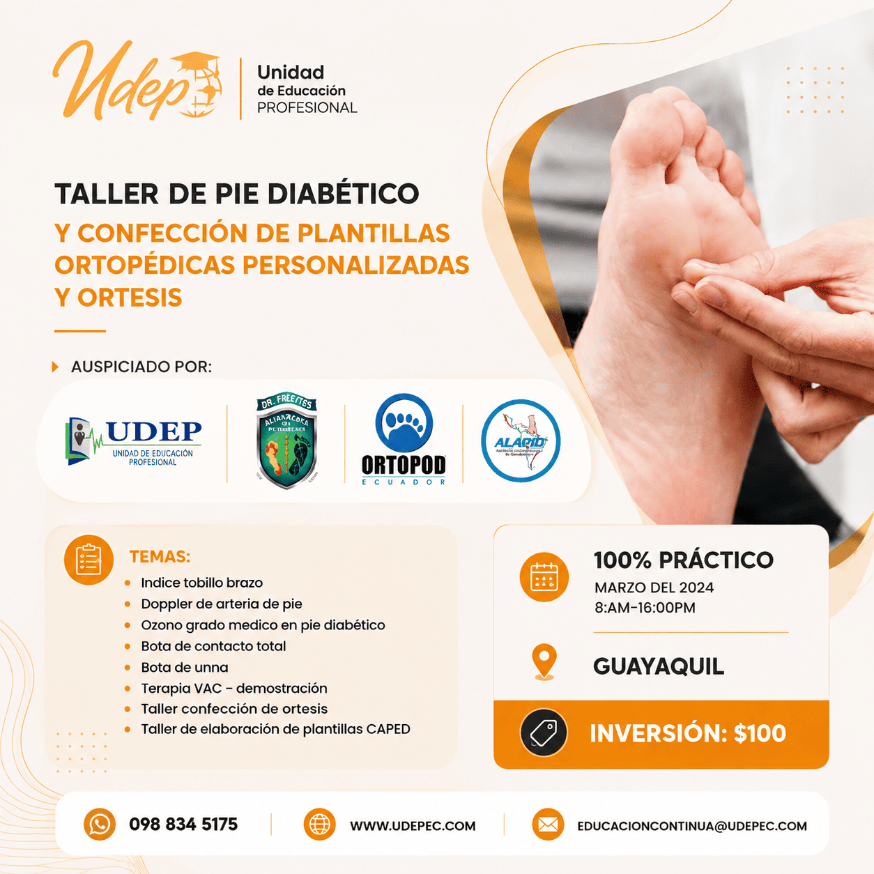 TALLER DE PIE DIABÉTICO Y CONFECCIÓN DE PLANTILLAS ORTOPÉDICAS PERSONALIZADAS Y ORTESIS